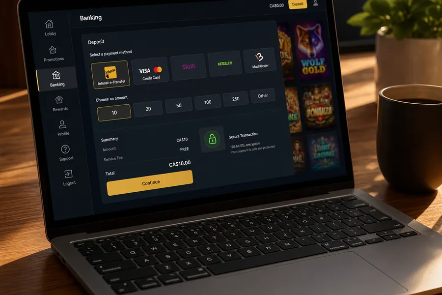Dépôt initial Interac e-Transfer 10 dollars sécurisé